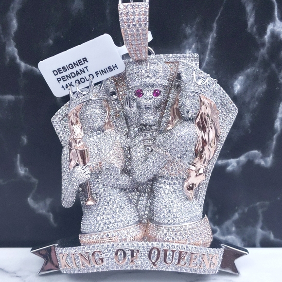 Customized Other - 14K White Gold Finish King of Queens Pendant